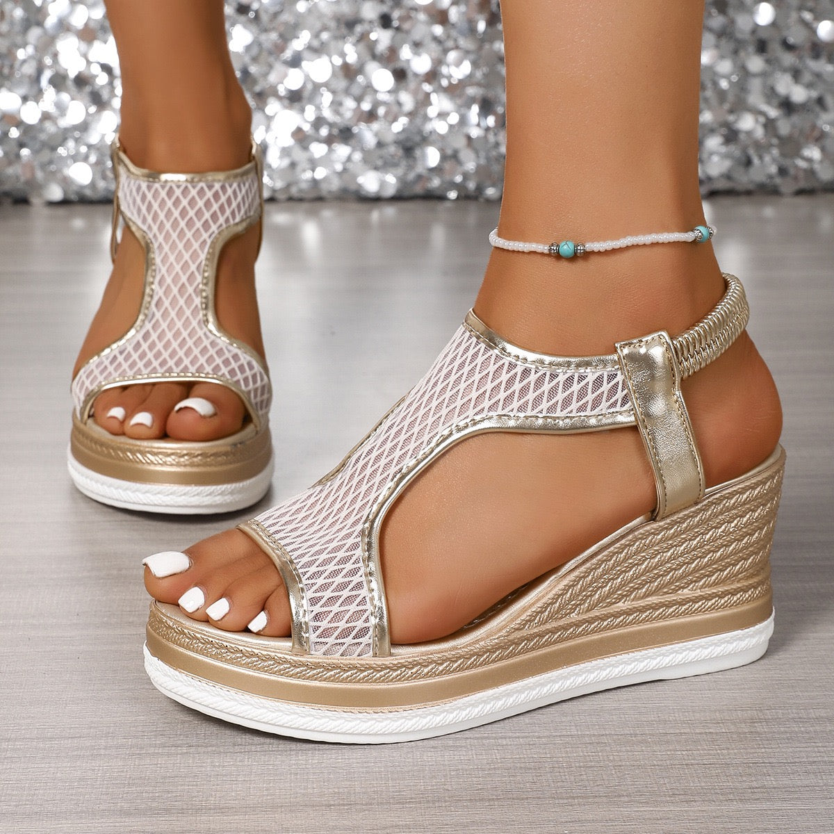 Elegant Orthopaedic Slip-On Sandals for Women with Wedge Heel